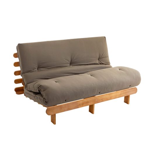 Ensemble Matelas Futon En Coton Et Structure En Bois Massif Naturel Soutien Ferme 160x200 - 2 Person