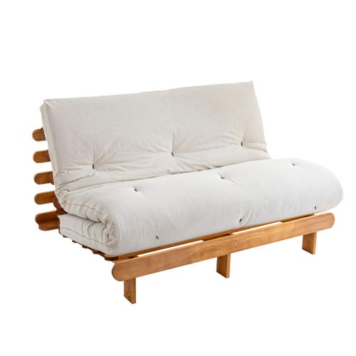 Ensemble Matelas Futon En Coton Et Structure En Bois Massif Naturel Soutien Ferme 160x200 - 2 Person