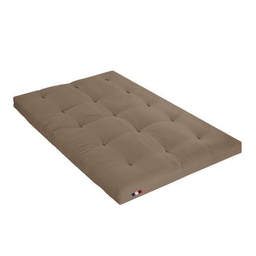 Ensemble Matelas Futon En Coton Et Structure En Bois Massif Noir Soutien Ferme 160x200 - 2 Personnes