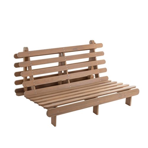 Ensemble Matelas Futon En Coton Et Structure En Bois Massif Taupe Soutien Ferme 140x200 - 2 Personne