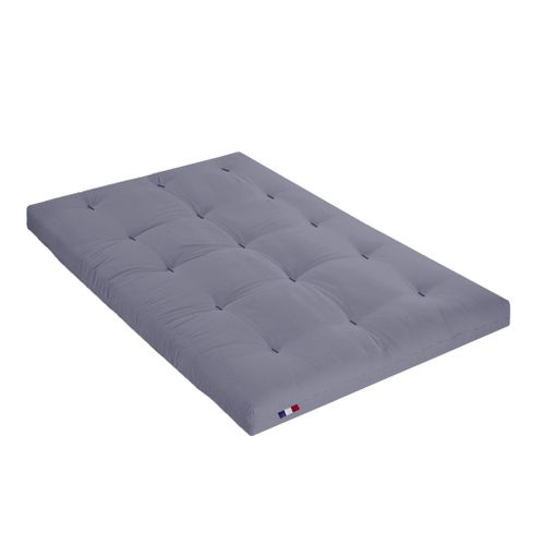 Ensemble Matelas Futon En Coton Et Structure En Bois Massif Taupe Soutien Ferme 140x200 - 2 Personne