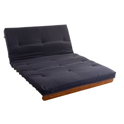 Ensemble Matelas Futon En Coton Et Structure En Bois Massif Noisette Soutien Ferme 140x200 - 2 Perso