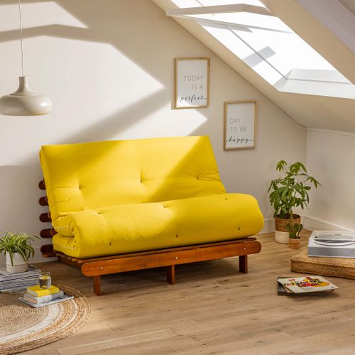 Ensemble Matelas Futon En Coton Et Structure En Bois Massif Noisette Soutien Ferme 140x200 - 2 Perso