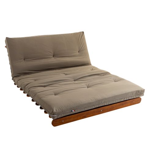 Ensemble Matelas Futon En Coton Et Structure En Bois Massif Noisette Soutien Ferme 160x200 - 2 Perso