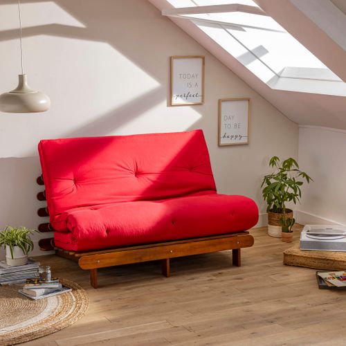 Ensemble Matelas Futon En Coton Et Structure En Bois Massif Noisette Soutien Ferme 160x200 - 2 Perso