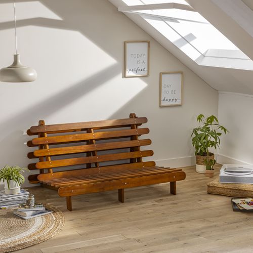 Ensemble Matelas Futon En Coton Et Structure En Bois Massif Noisette Soutien Ferme 160x200 - 2 Perso