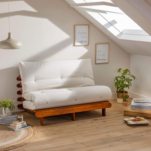 Ensemble Matelas Futon En Coton Et Structure En Bois Massif Noisette Soutien Ferme 160x200 - 2 Perso