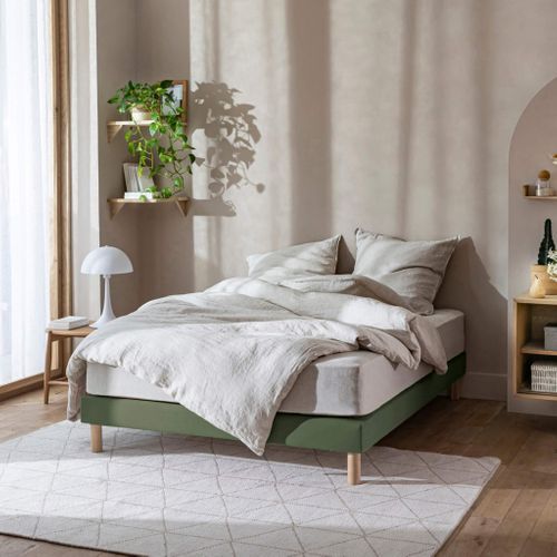 Cache-sommier Coton Jersey Kaki 180x200 Cm