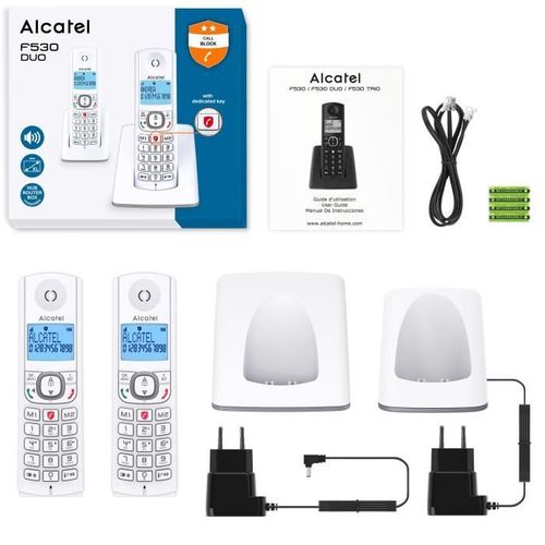 Téléphone Sans Fil - F530 Duo - 2 Combinés, Blocage D'appels, Mains Libres, 2 Mémoires Directes