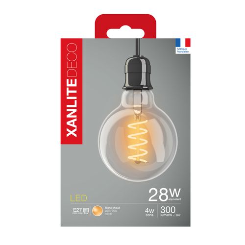 Ampoule LED spirale Globe E27  Blanc chaud
