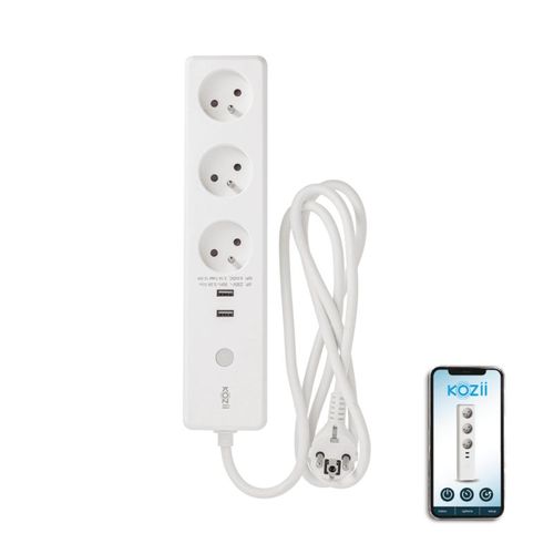Multi Prise Connectée Kozii 16a 3680w Max Avec 3 Prises Et 2 Ports USB