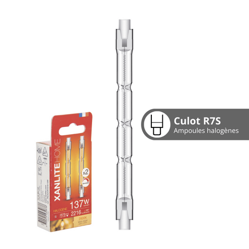 Lot De 2 Ampoules Halogènes Culot R7s, 78mm, 2216 Lumens, 2900 Kelvins, Blanc Chaud Dimmable