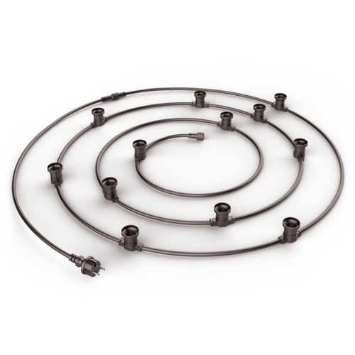 Guirlande LED 10m Extensible, 10 Douilles, Compatible Ampoules E27 (non Incluses)