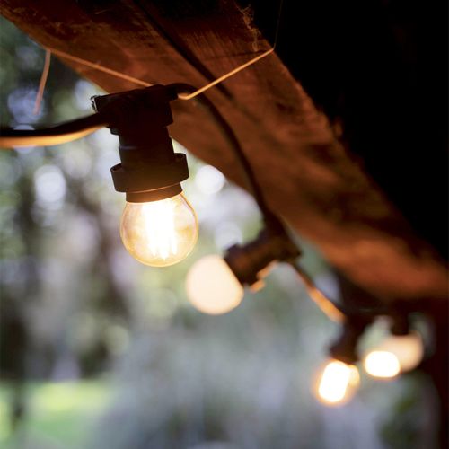 Guirlande LED 10m Extensible, 10 Douilles, Compatible Ampoules E27 (non Incluses)