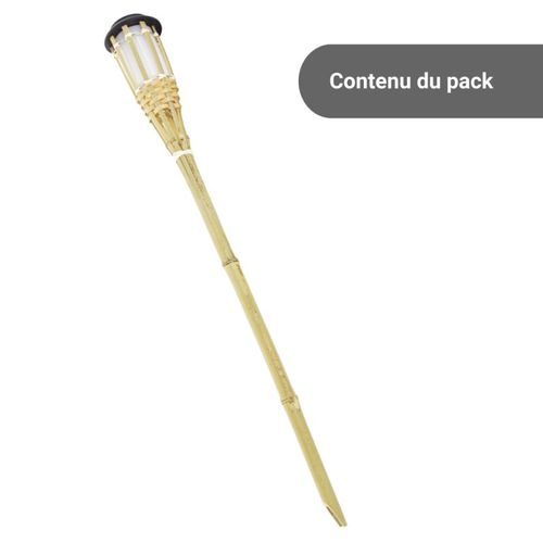Balise Solaire LED Ip44 En Bambou, Effet Flambeau, 74 Cm, Ip44