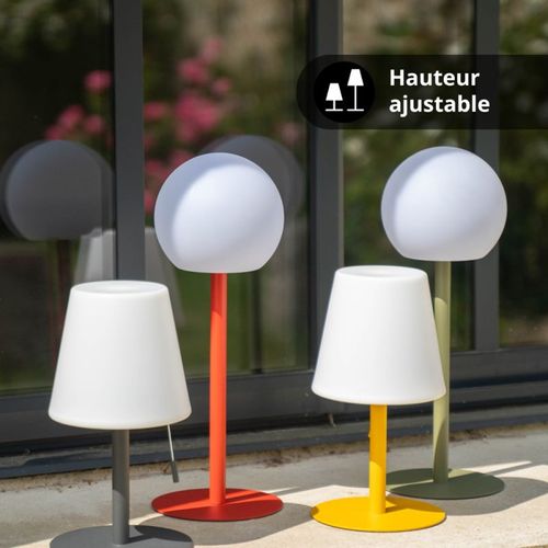 Lampe à Poser Pop - Cône Jaune Rechargeable En Métal LED Ip44, 400 Lumens, Cct Et Dimmable, Hauteur