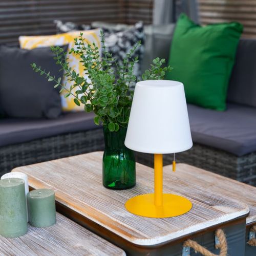 Lampe à Poser Pop - Cône Jaune Rechargeable En Métal LED Ip44, 400 Lumens, Cct Et Dimmable, Hauteur