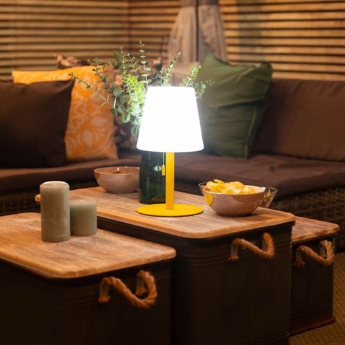 Lampe à Poser Pop - Cône Jaune Rechargeable En Métal LED Ip44, 400 Lumens, Cct Et Dimmable, Hauteur
