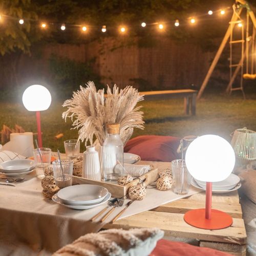 Lampe à Poser Pop - Boule Terracota Rechargeable En Métal LED Ip44, 400 Lumens, Cct Et Dimmable,