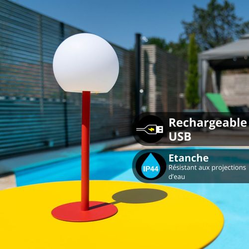 Lampe à Poser Pop - Boule Terracota Rechargeable En Métal LED Ip44, 400 Lumens, Cct Et Dimmable,