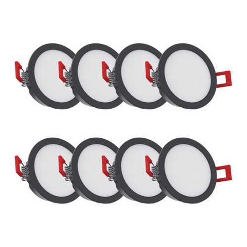 Pack De 8 Spots LED Intégrées Cct Ip54 Conso. 4w 345 Lumens Noir
