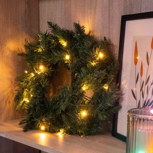 Couronne De Noël Hublot LED Ip44 D.45cm Blanc Chaud