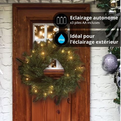 Couronne De Noël Hublot LED Ip44 D.45cm Blanc Chaud