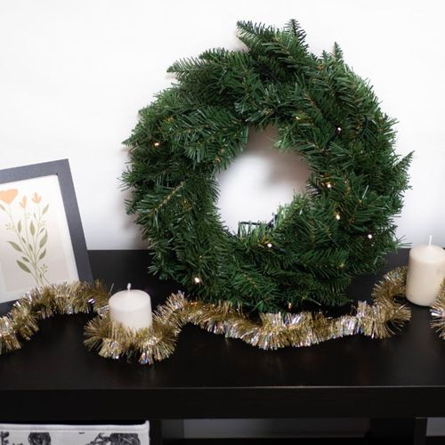 Couronne De Noël Hublot LED Ip44 D.45cm Blanc Chaud