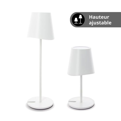 Lampe à Poser LED Ip44, 250 Lumens, Rechargeable USB-c, 38cm, Cct et Dimmable, Blanc
