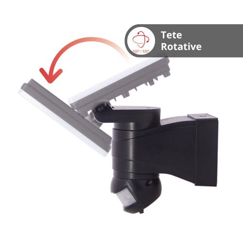 Projecteur Mural Noir LED Ip44 30w Avec Détecteur De Mouvement, 3000 Lumens