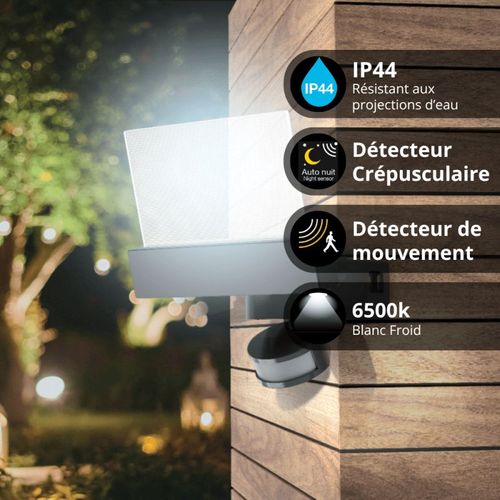 Projecteur Mural Pmma 24w, Ip44, Détecteur De Mouvement, 1700 Lumens, Blanc Froid