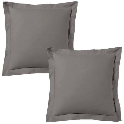Lot De 2 Taies D'oreiller 63x63 Cm Satin De Coton Gris