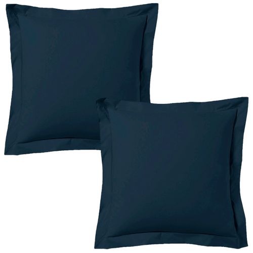 Lot De 2 Taies D'oreiller 63x63 Cm Satin De Coton Bleu