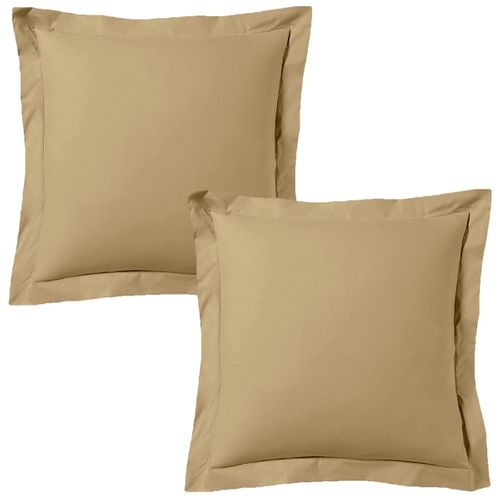 Lot De 2 Taies D'oreiller 63x63 Cm Satin De Coton Beige