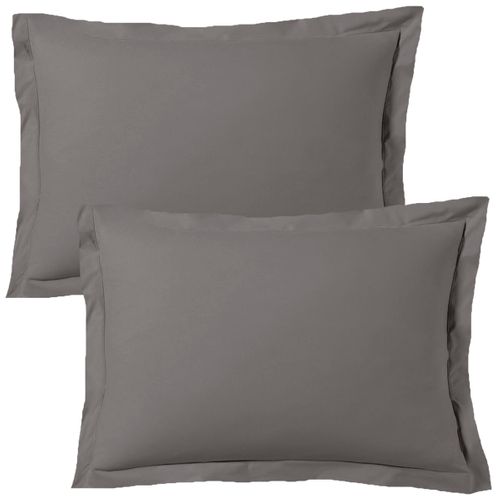 Lot De 2 Taies D'oreiller  50x70 Cm Satin De Coton Gris