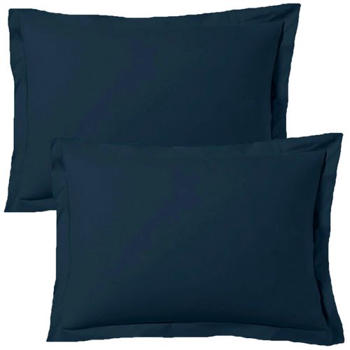 Lot De 2 Taies D'oreiller  50x70 Cm Satin De Coton Bleu