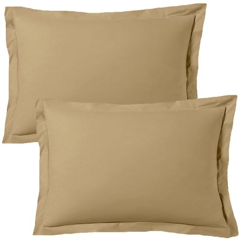 Lot De 2 Taies D'oreiller  50x70 Cm Satin De Coton Beige
