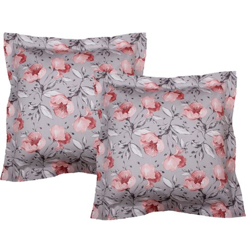 Lot De 2 Taies D'oreiller 63x63 Cm Satin De Coton Imprimé Floral
