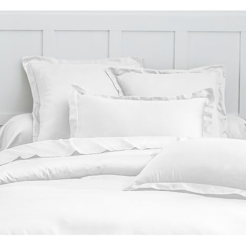 Housse De Couette + Taies Oreiller 200x200cm Satin De Coton Blanc