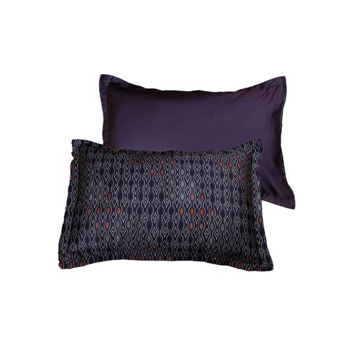 Lot De 2 Taies D'oreiller 50x70 Cm Satin De Coton Imprimé Majeur