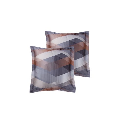 Lot De 2 Taies D'oreiller 63x63 Cm Satin De Coton Imprimé Helix Brown