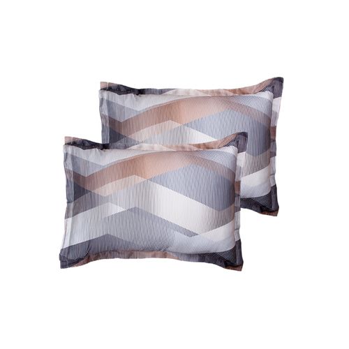 Lot De 2 Taies D'oreiller 50x70 Cm Satin De Coton Imprimé Helix Brown