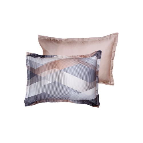 Lot De 2 Taies D'oreiller 50x70 Cm Satin De Coton Imprimé Helix Brown