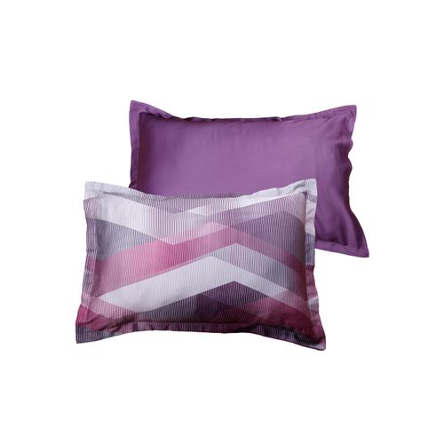 Lot De 2 Taies D'oreiller 50x70 Cm Satin De Coton Imprimé Helix Purple