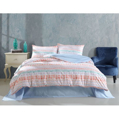 Housse De Couette + Taies Oreiller 200x200 Cm "elisa" Coton Imprimé.