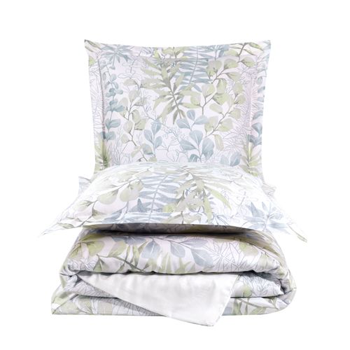 Housse De Couette + Taies Oreiller 240x220 Cm Satin De Coton "occale Green"