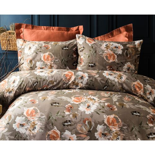 Housse De Couette + Taies Oreiller 240x220 Cm Satin De Coton "shady"