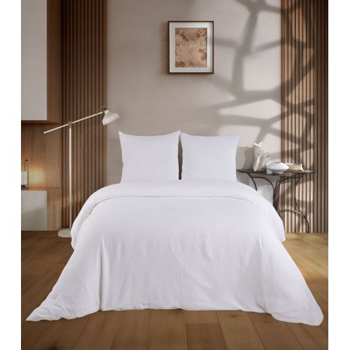 Housse De Couette Et Taies D'oreiller 240x220 Cm Gaze De Coton Blanc