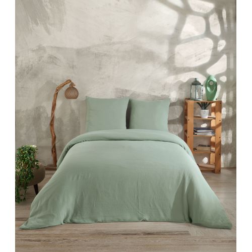 Housse De Couette Et Taies D'oreiller 240x220 Cm Gaze De Coton Céladon