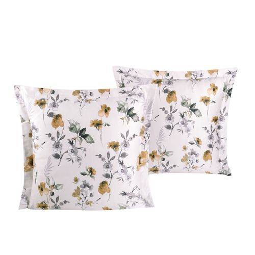 Lot De 2 Taies D'oreiller 63x63 Cm Satin De Coton Imprimé